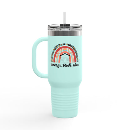 Dream. Move. Live. Tumbler – 40 oz Stainless Steel Mug with Rainbow Realtor Design