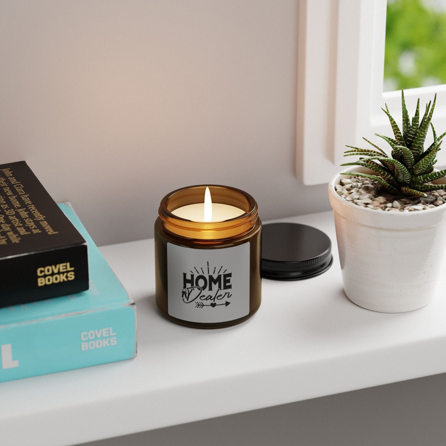 Home Dealer Realtor Scented Soy Candle (Multi-Size, Amber Jar)