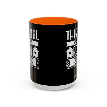 This Girl Sells Real Estate Realtor Accent Coffee Mug (11, 15oz)