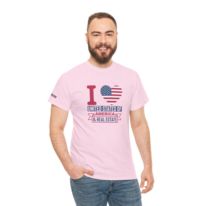 I ❤️ United States of America & Real Estate Tee – Freedom, Fireworks, and For Sale Signs 💥🏡