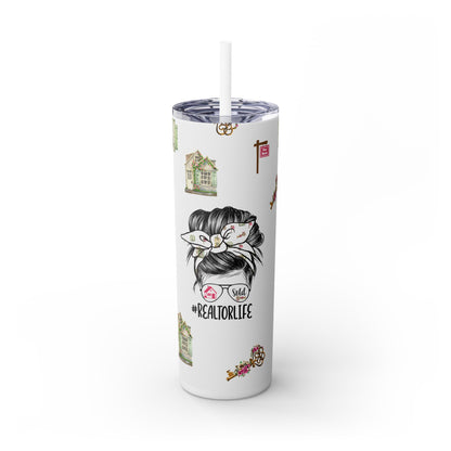 #RealtorLife Messy Hair Tumbler – 20 oz Stainless Steel Mug with Sold Sunglasses Design