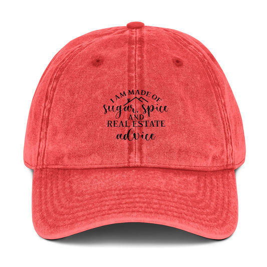 Realtor Hat – Sugar, Spice, and Real Estate Advice Embroidered Cap