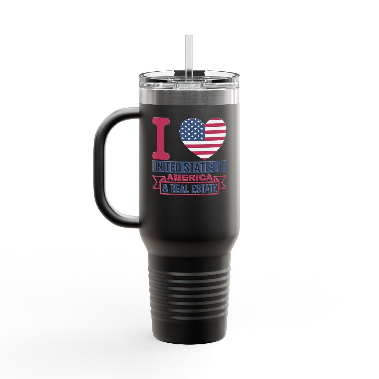 I Love USA & Real Estate Tumbler – 40 oz Stainless Steel Mug with Patriotic Design