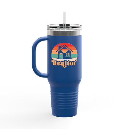 Realtor Retro Heart & Home Tumbler – 40 oz Stainless Steel Mug