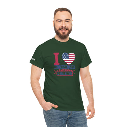 I ❤️ United States of America & Real Estate Tee – Freedom, Fireworks, and For Sale Signs 💥🏡