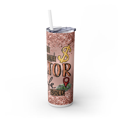 Realtor Life Tumbler 20oz Tumbler  – Rent, Sale, Sold Design with Glitter Background – Funny Realtor Gift