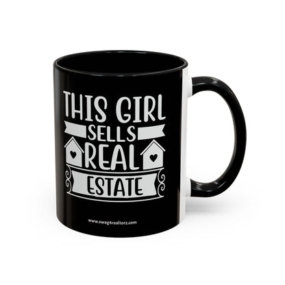 This Girl Sells Real Estate Realtor Accent Coffee Mug (11, 15oz)