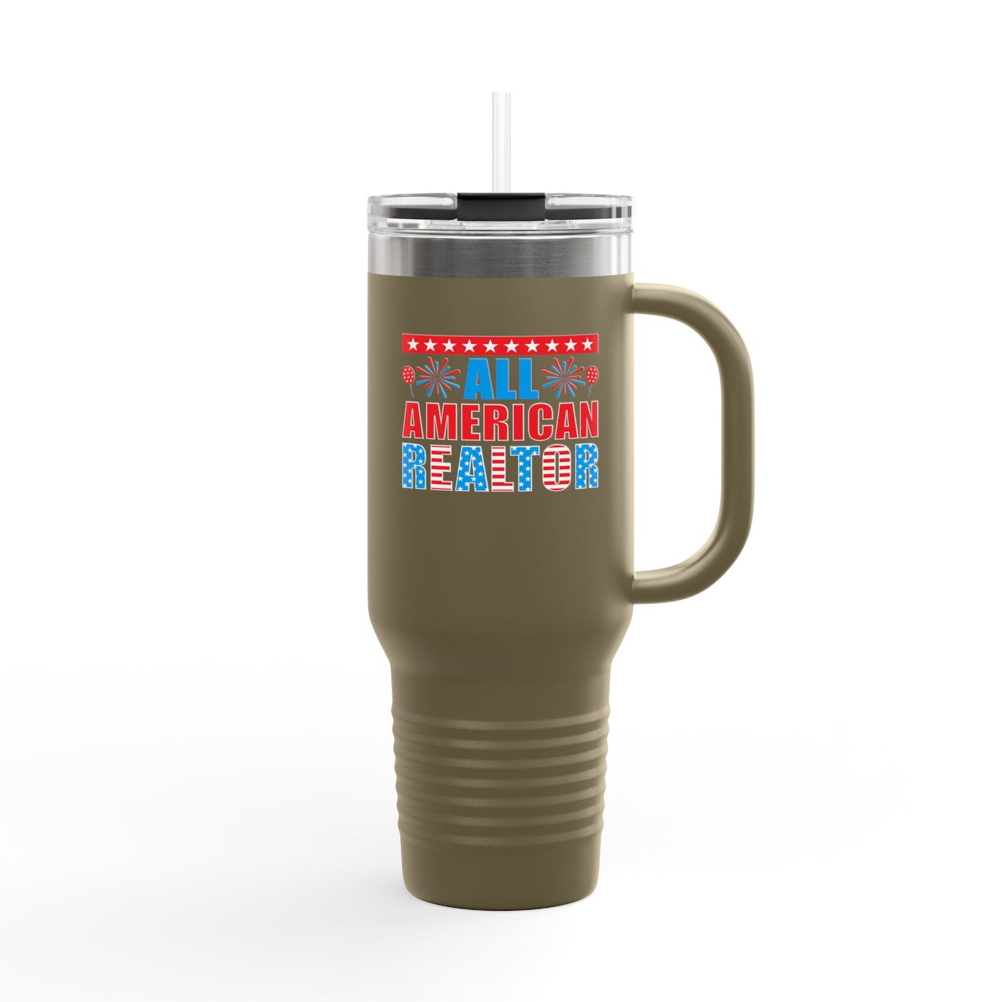 All American Realtor Tumbler – 40 oz Stainless Steel Mug with Patriotic Fireworks Design