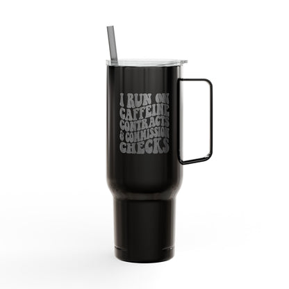 Caffeine, Contracts & Commission Checks Tumbler – 40 oz Stainless Steel Mug for Realtors
