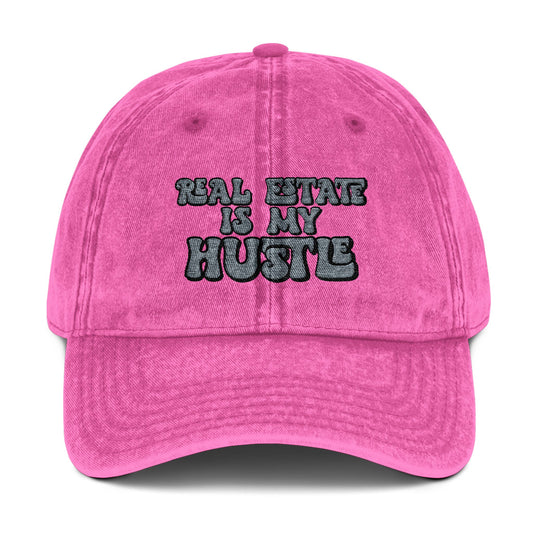 Real Estate Is My Hustle Hat – Embroidered Distressed Cap for Realtors
