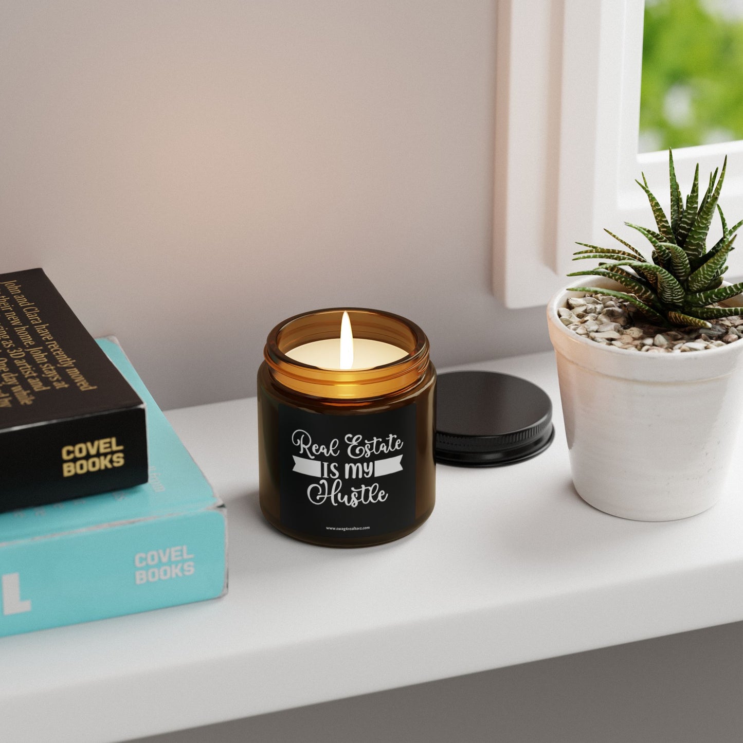 Real Estate Is My Hustle Realtor Scented Soy Candle (Multi-Size, Amber Jar)