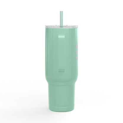 Wife. Mom. Realtor. Tumbler – 40 oz White Stainless Steel Mug with Straw (Lifestyle Image)