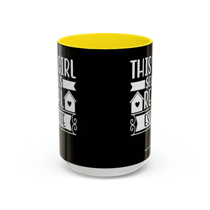 This Girl Sells Real Estate Realtor Accent Coffee Mug (11, 15oz)