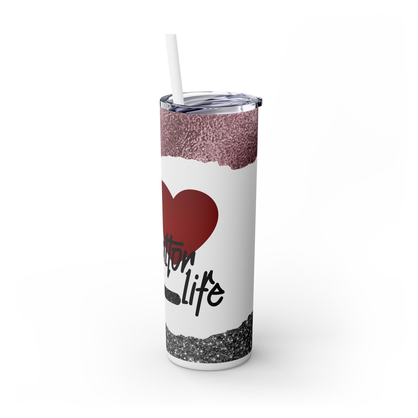 Realtor Life Heart House Tumbler – 20 oz Stainless Steel Mug with Glitter Look