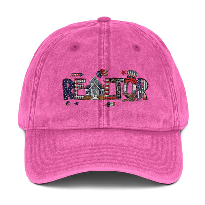 Realtor Hat – Patriotic REALTOR Lettering with American Flag Icons