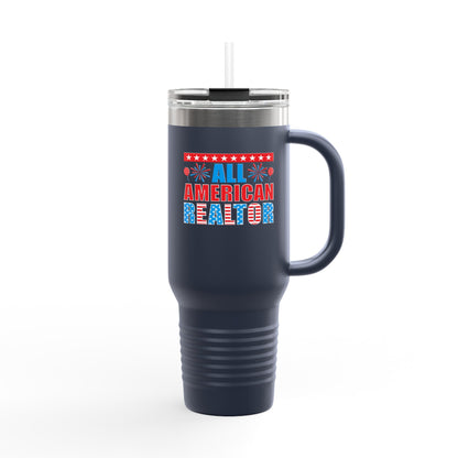 All American Realtor Tumbler – 40 oz Stainless Steel Mug with Patriotic Fireworks Design