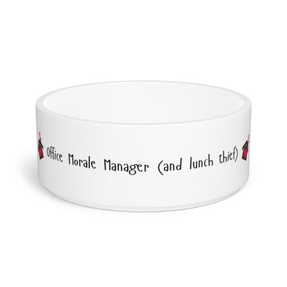 Office Morale Manager (and Lunch Thief) – Funny Dog Bowl for Real Estate Offices