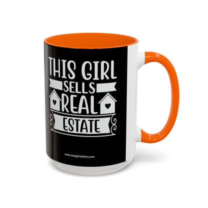 This Girl Sells Real Estate Realtor Accent Coffee Mug (11, 15oz)