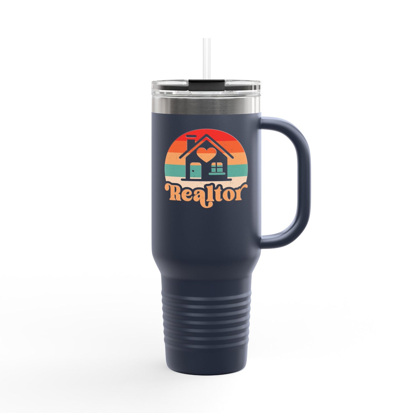 Realtor Retro Heart & Home Tumbler – 40 oz Stainless Steel Mug