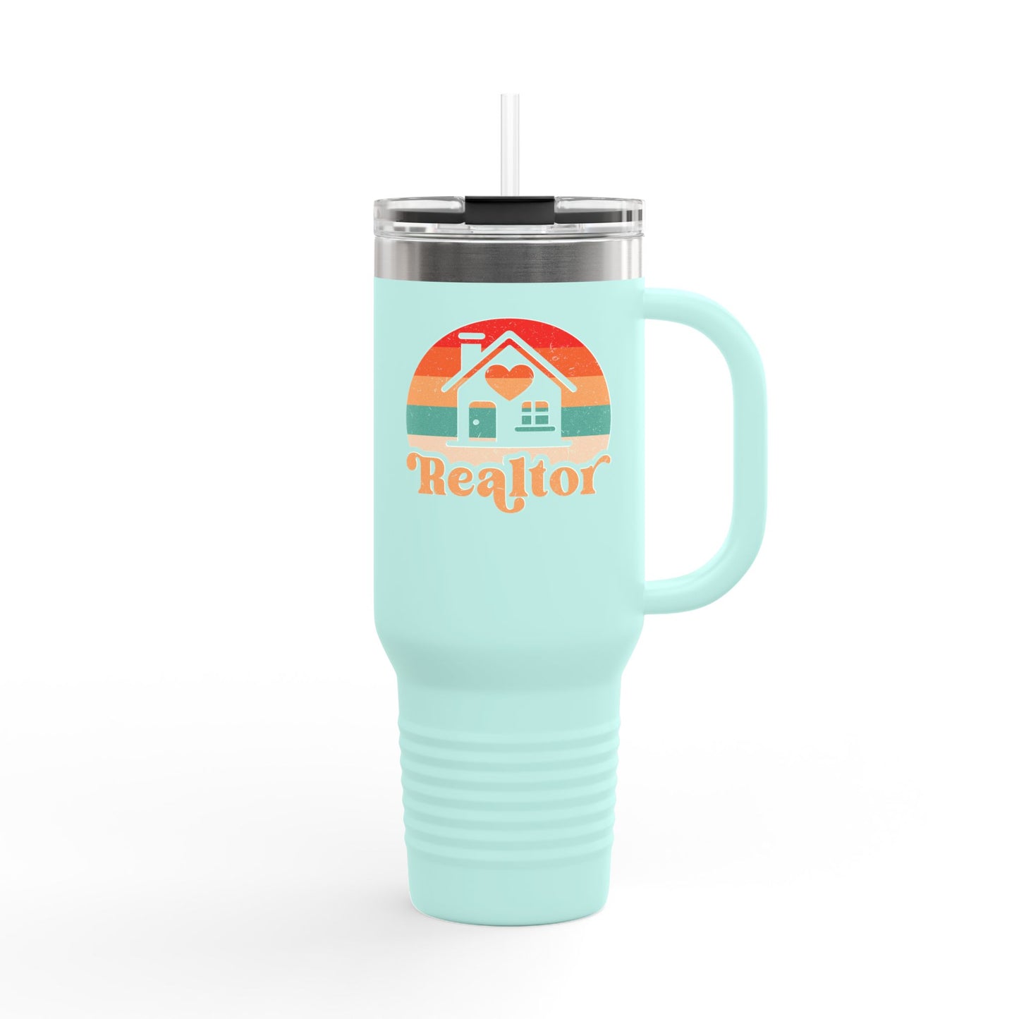 Realtor Retro Heart & Home Tumbler – 40 oz Stainless Steel Mug