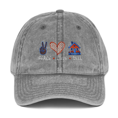 Realtor Hat – Peace Love Sell Embroidered Real Estate Cap