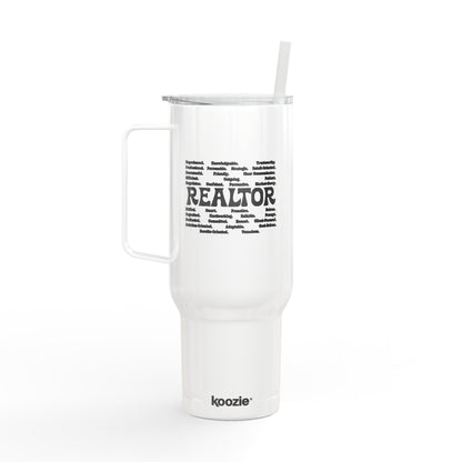 REALTOR Word Cloud Tumbler – 40 oz Stainless Steel Mug for Real Estate Agents