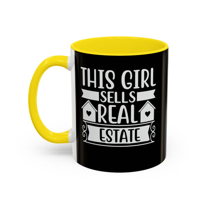 This Girl Sells Real Estate Realtor Accent Coffee Mug (11, 15oz)
