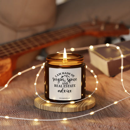 I Am Made Of Sugar & Spice Realtor Scented Soy Candle (Multi-Size, Amber Jar)