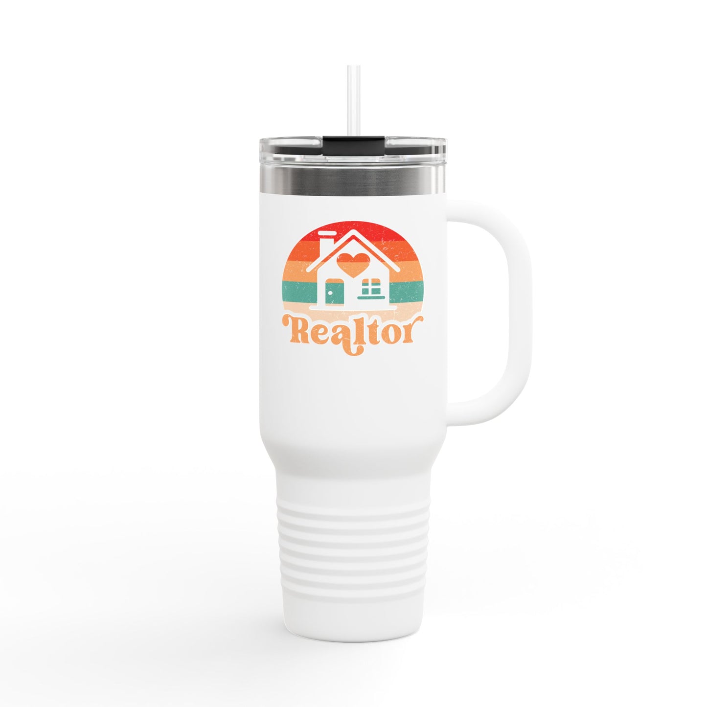 Realtor Retro Heart & Home Tumbler – 40 oz Stainless Steel Mug