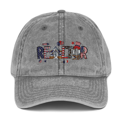 Realtor Hat – Patriotic REALTOR Lettering with American Flag Icons