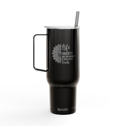 Life, Liberty & Real Estate Deals Tumbler – 40 oz Stainless Steel Cup for Realtors