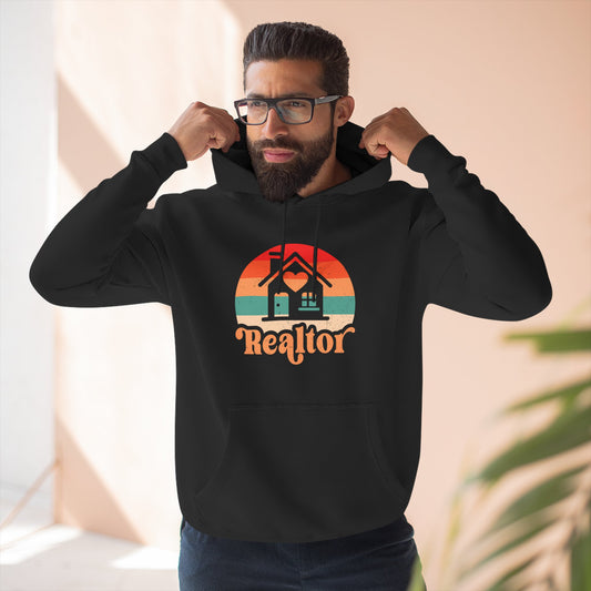 Realtor Retro Three-Panel Fleece Hoodie | Cozy, Stylish Sweatshirt for Real Estate Agents