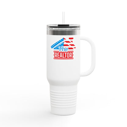 The REALTOR Tumbler – 40 oz Stainless Steel Mug with American Flag Roof Design