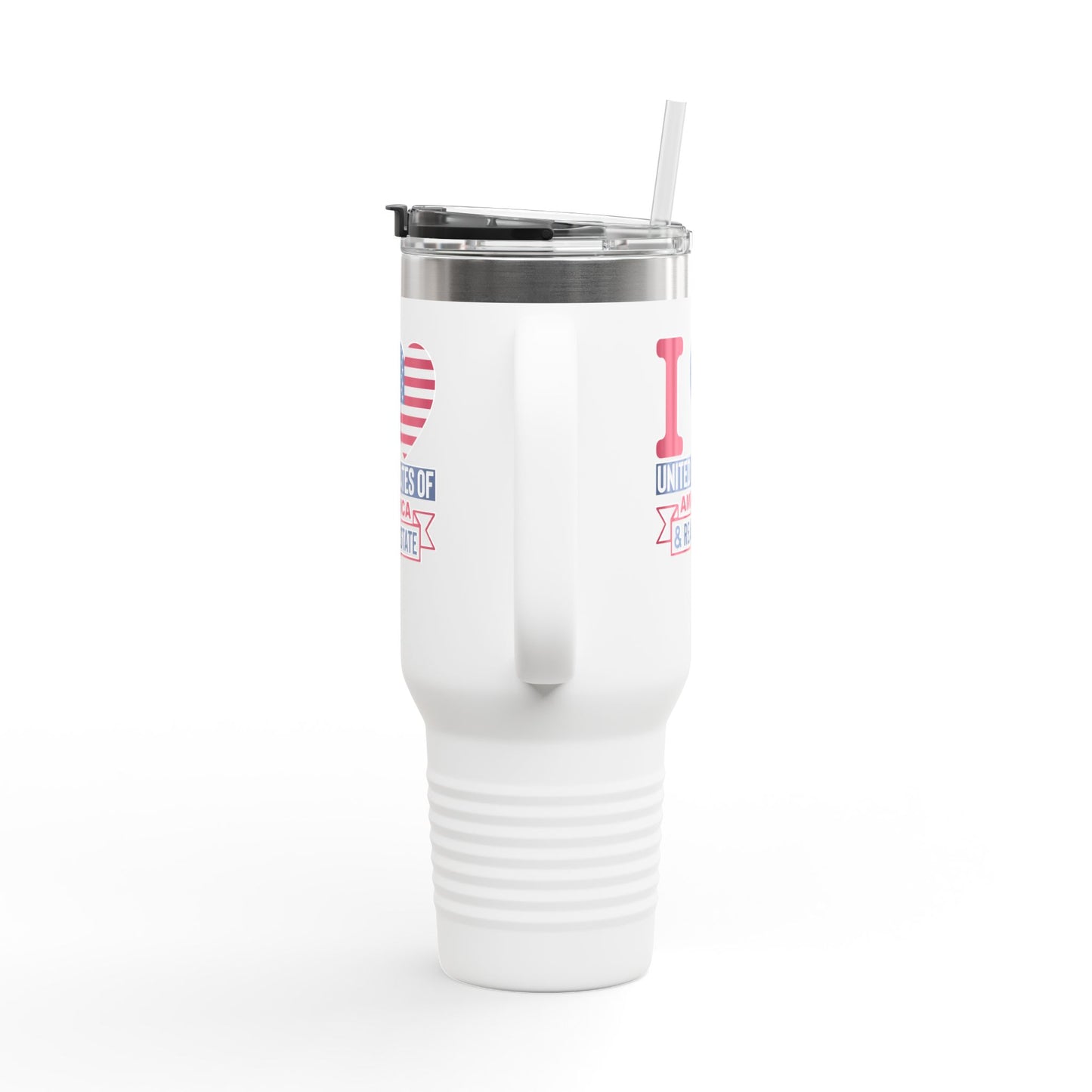 I Love USA & Real Estate Tumbler – 40 oz Stainless Steel Mug with Patriotic Design