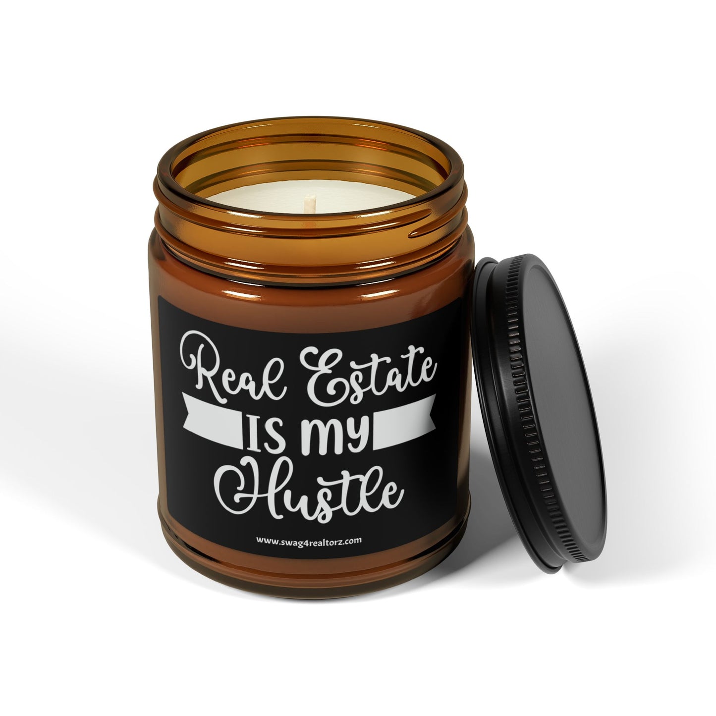 Real Estate Is My Hustle Realtor Scented Soy Candle (Multi-Size, Amber Jar)