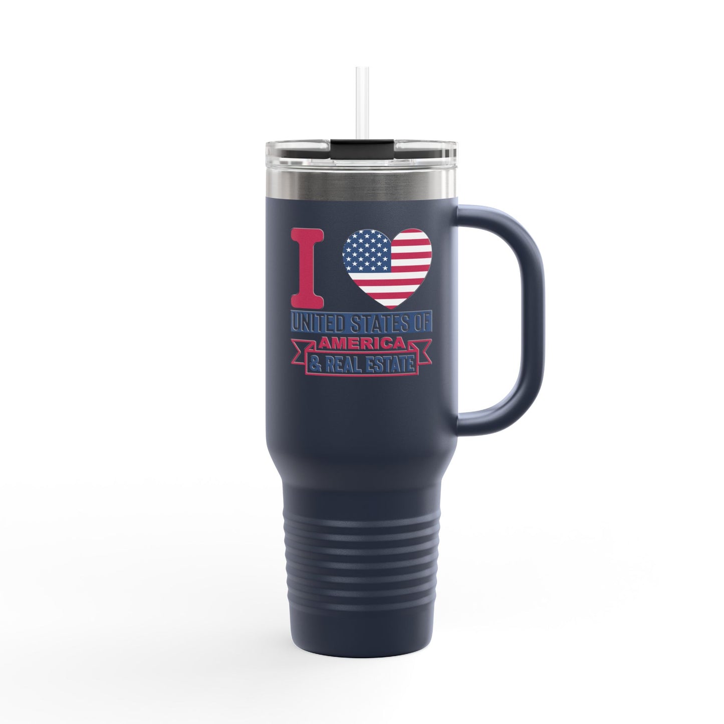I Love USA & Real Estate Tumbler – 40 oz Stainless Steel Mug with Patriotic Design