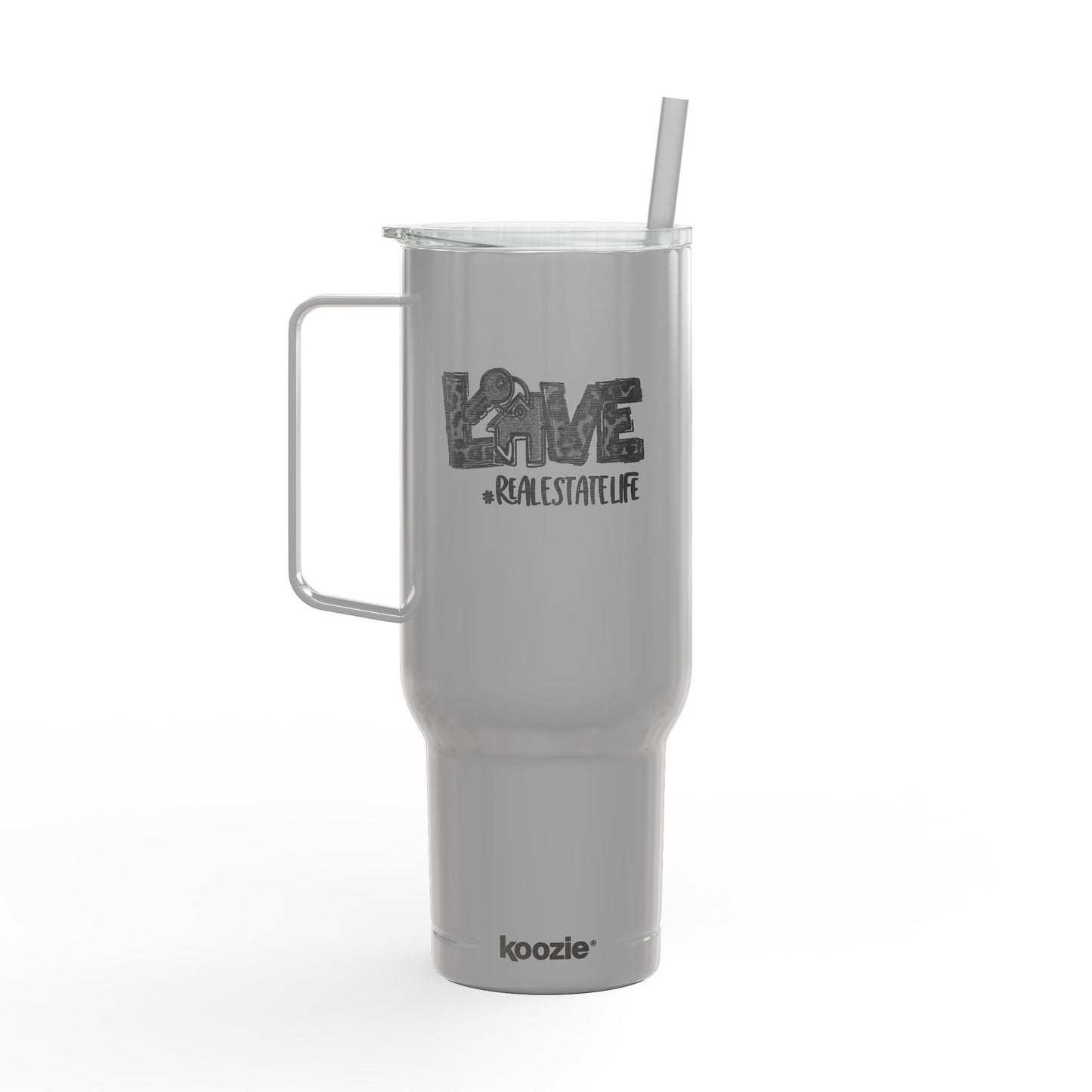 LOVE #RealEstateLife Tumbler – 40 oz White Stainless Steel Mug for Real Estate Agents