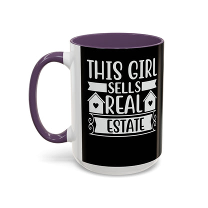 This Girl Sells Real Estate Realtor Accent Coffee Mug (11, 15oz)