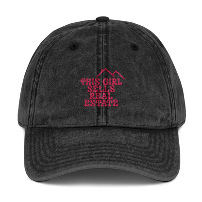 This Girl Sells Real Estate Hat – Embroidered Distressed Cap for Realtors