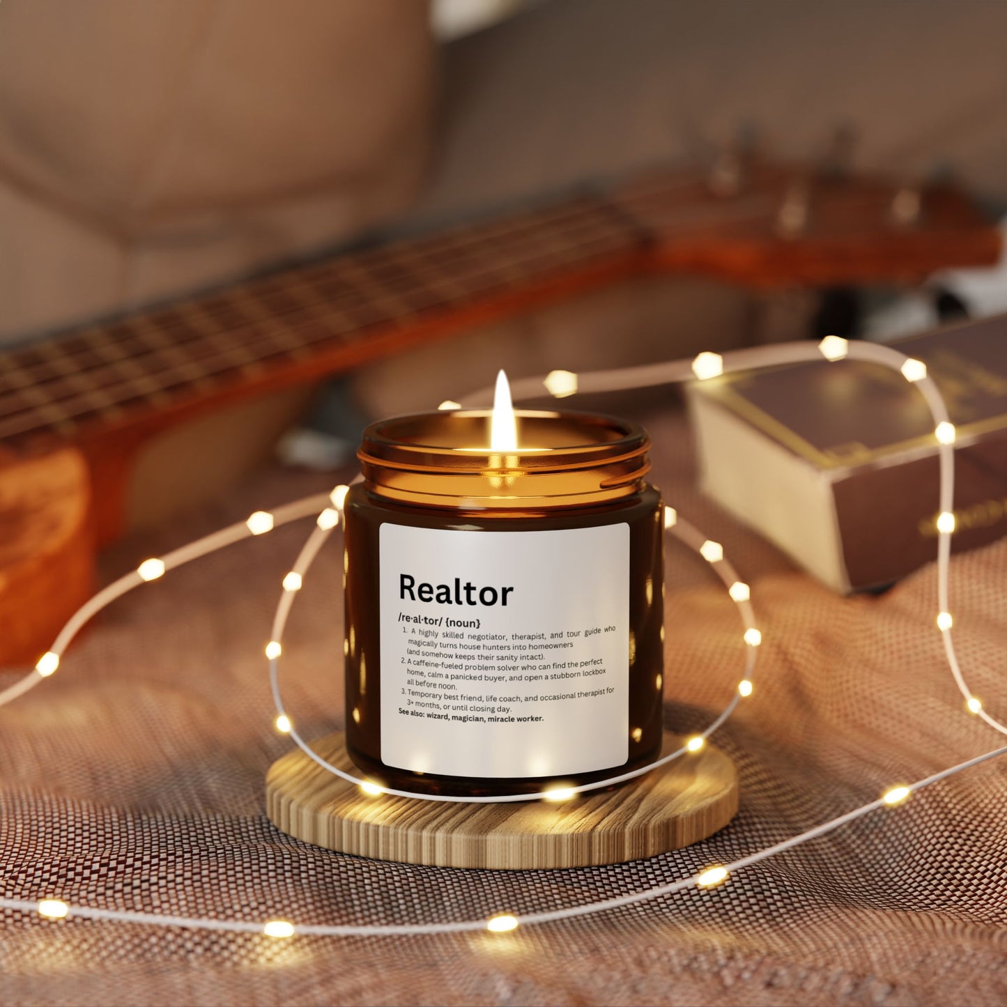 Realtor Definition Candle – Funny Real Estate Gift for Agents & Brokers | Amber Jar Soy Candle