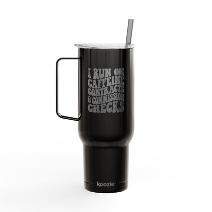 Caffeine, Contracts & Commission Checks Tumbler – 40 oz Stainless Steel Mug for Realtors