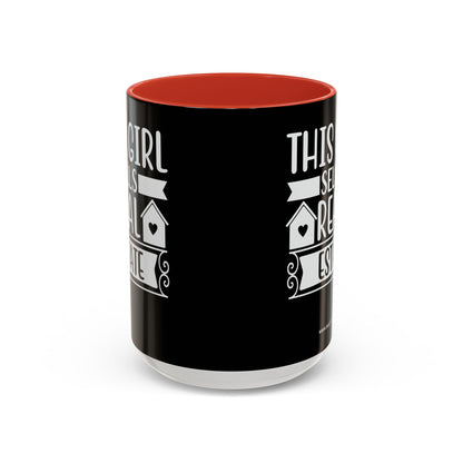 This Girl Sells Real Estate Realtor Accent Coffee Mug (11, 15oz)