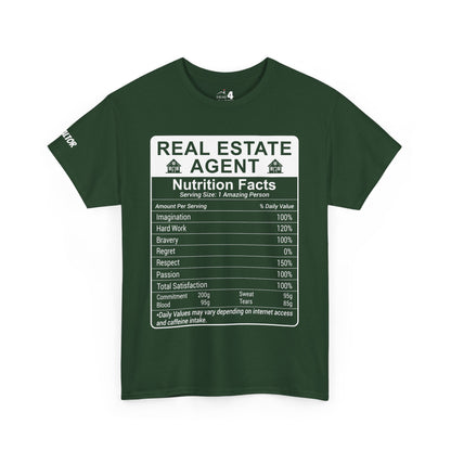 Realtor Funny Nutrition Facts - Heavy Cotton T-Shirt Perfect for Everyday Wear