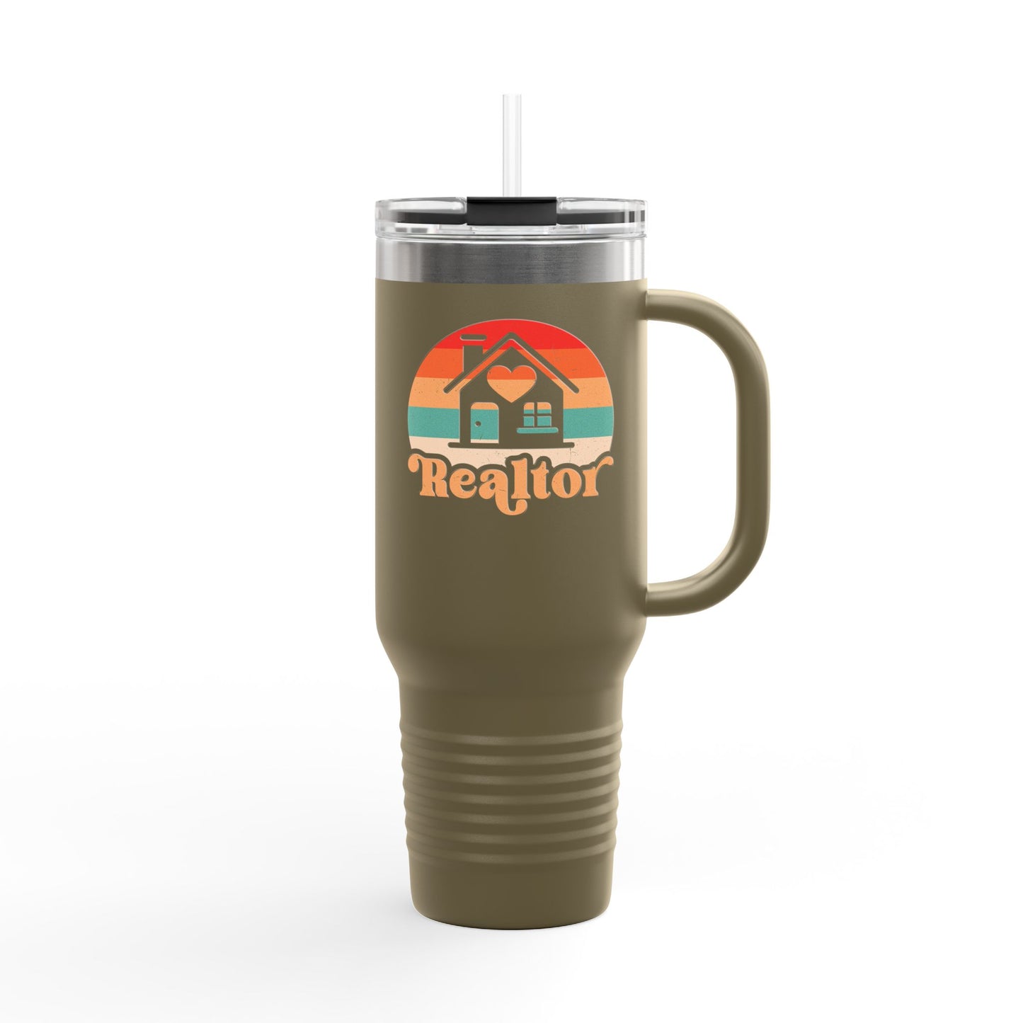 Realtor Retro Heart & Home Tumbler – 40 oz Stainless Steel Mug
