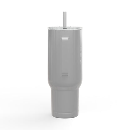 Wife. Mom. Realtor. Tumbler – 40 oz White Stainless Steel Mug with Straw (Lifestyle Image)