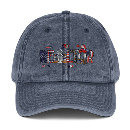Realtor Hat – Patriotic REALTOR Lettering with American Flag Icons