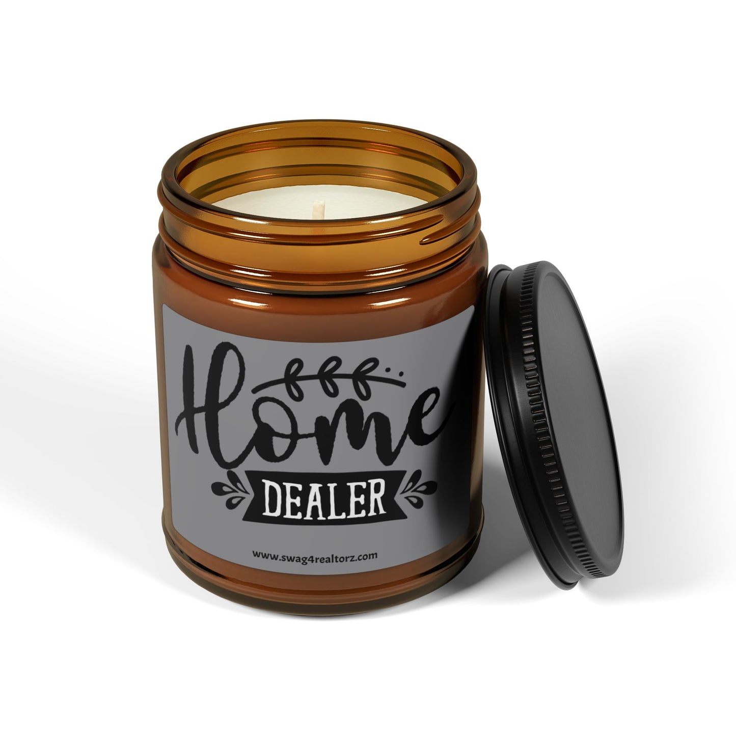 Home Dealer Realtor Scented Soy Candle (Multi-Size, Amber Jar)