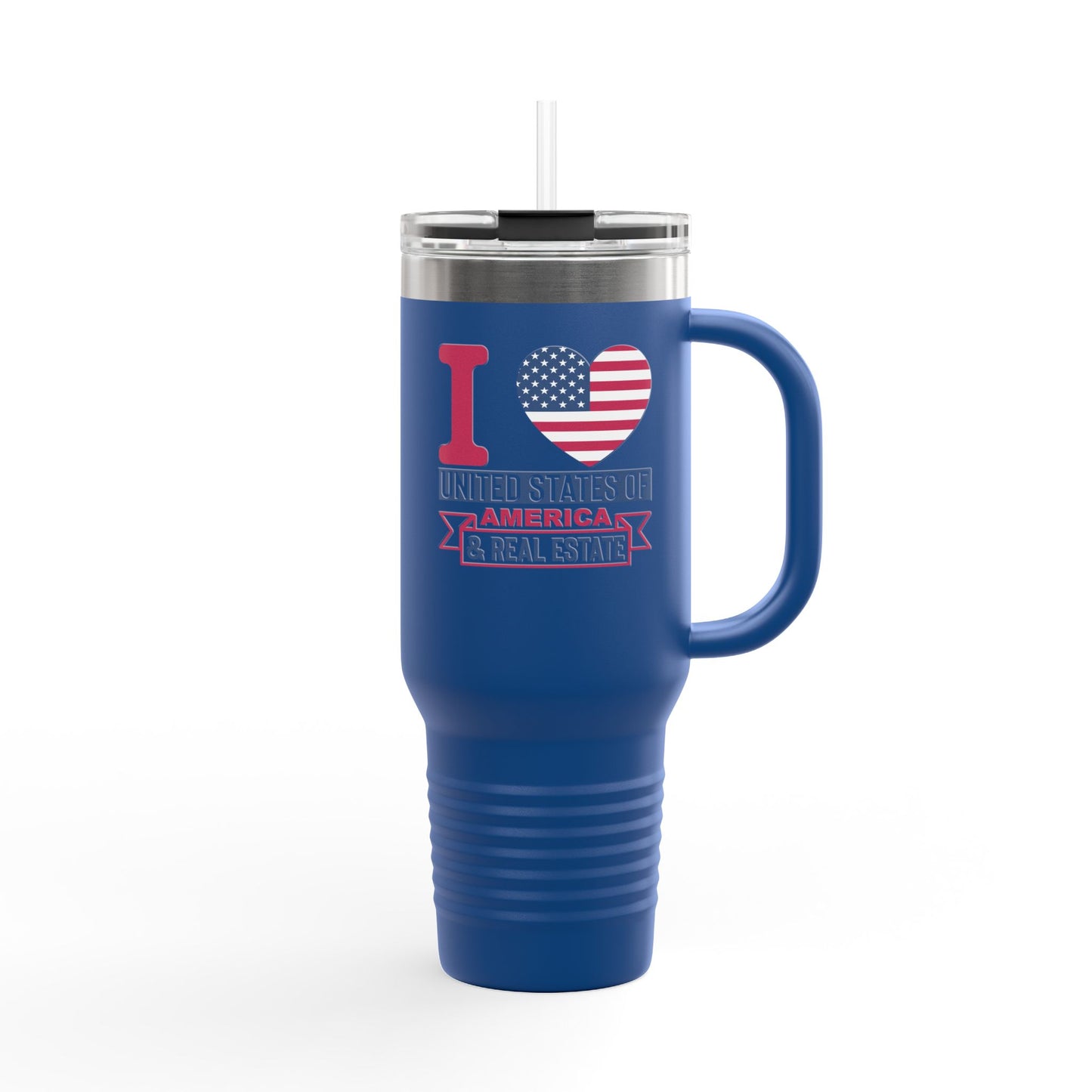 I Love USA & Real Estate Tumbler – 40 oz Stainless Steel Mug with Patriotic Design