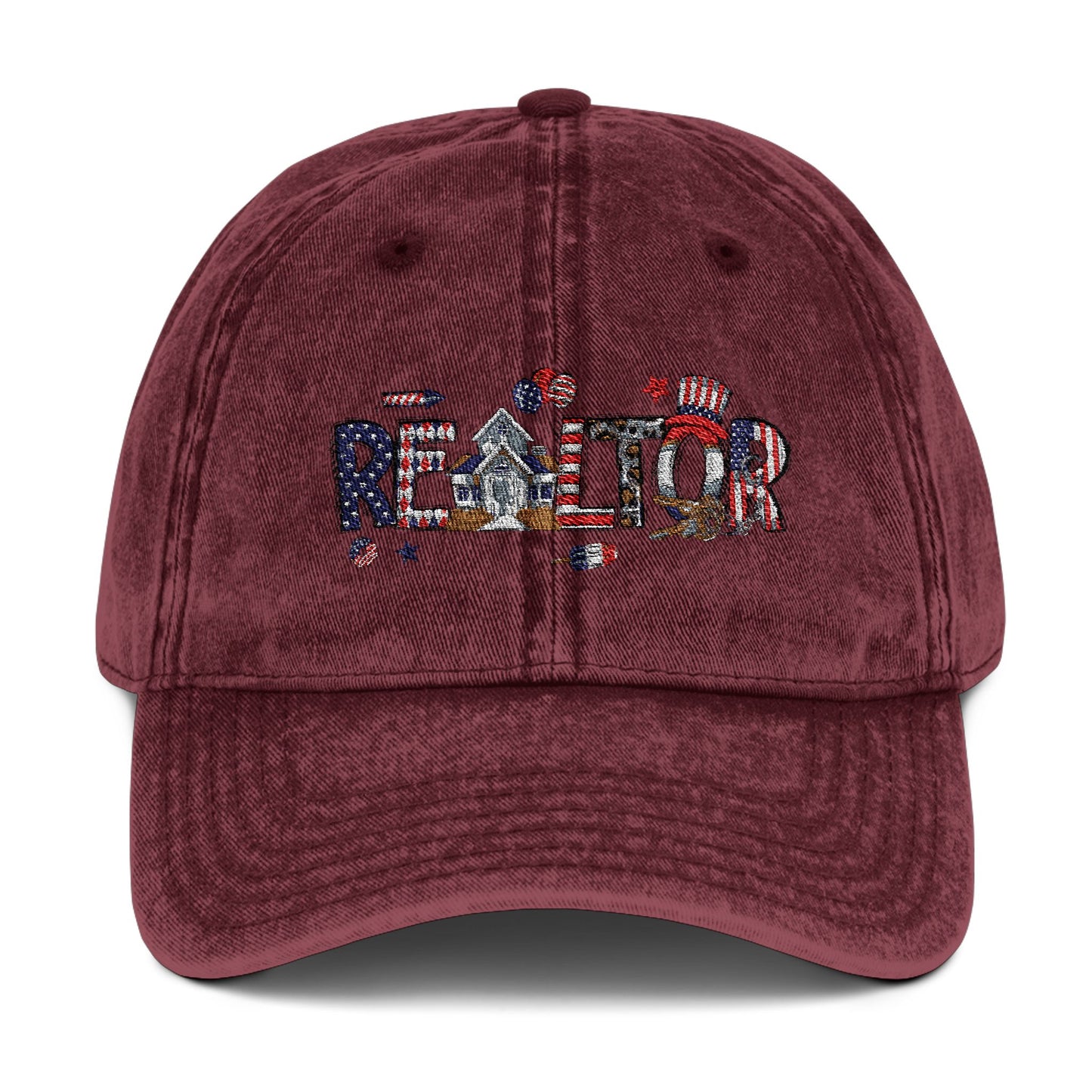 Realtor Hat – Patriotic REALTOR Lettering with American Flag Icons