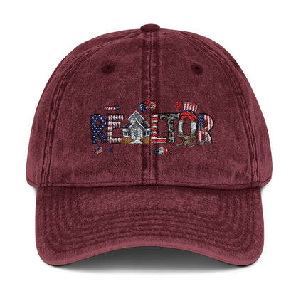 Realtor Hat – Patriotic REALTOR Lettering with American Flag Icons